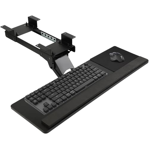 Under Desk Keyboard Tray - Multi-Function Keyboard Tray Adjustable with Mouse Pad & Wrist Rest，Ergonomic Slide Out Keyboard Tray Under Desk， Suitable for Office/Game/Home