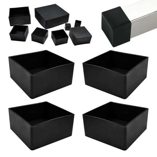 BOPOREAE 4 Pcs 3" x 3" Square Silicone Chair Leg Floor Protectors Black