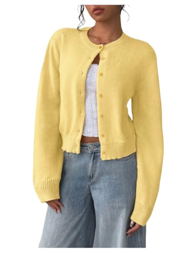 Image of SOLY HUX Women's Button Down Cropped Lightweight Cardigan Sweater | Cute Fall Fashion, 2026