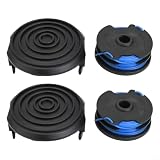 FACAIIO Bauer 20115E-B Rasentrimmer-Spulenabdeckungs-Set, 1,65 mm, runde Nylonschnur, verschleißfest, Rasenpflege, Gartenzubehör, UK (2 x Spule + 2 x Abdeckung)