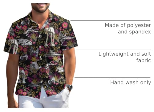 Image of 99TIMORO Funny Film Summer Button Down Shirt Men Short Sleeve Top