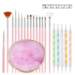 Nail Art Tools 22-piece Set, Resin Nail Art Palette, 2-way Acrylic Silicone Engraving Pen Dotting Pen Tools Nail Art Kit for Nail Art DIY Home Salon Makeup Display Board, pink