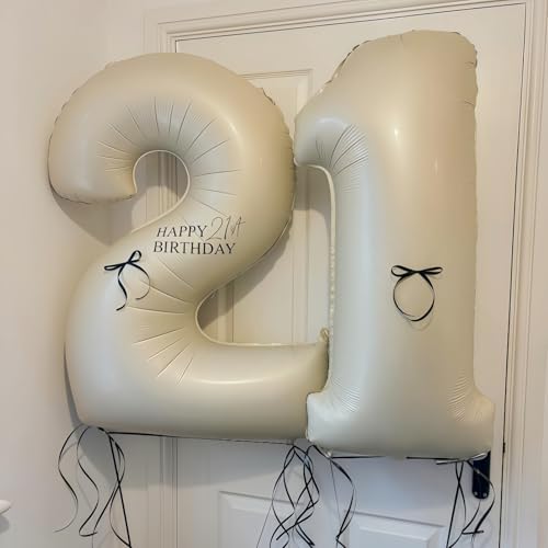Cream 12 Balloon Number 40 Inch Cream Number 12 Balloon Helium Mylar Balloons for Birthday Party Decoration by BBPOOL - Used condition - Image 5
