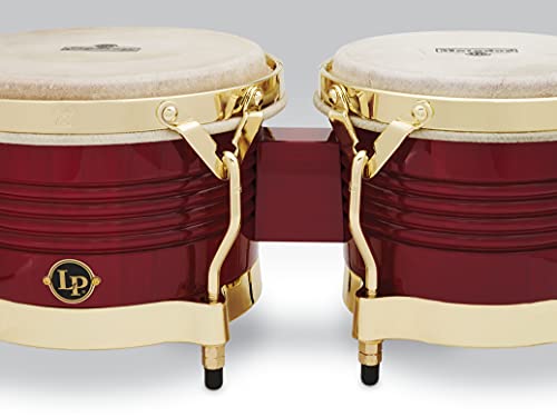 Latin Percussion M201-Rw Lp Matador Wood Bongos - Blaze Red/Gold Tone 8.625-Inch #TOP1