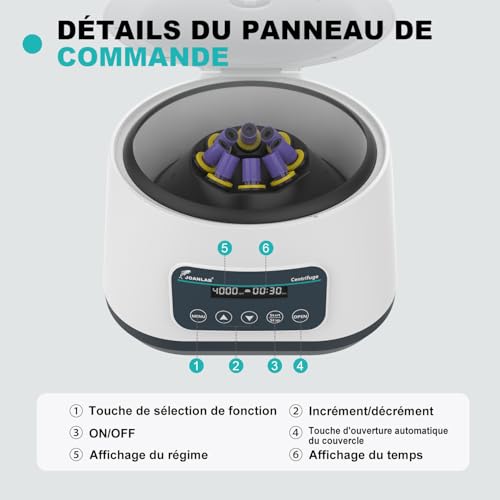 Centrifugeuse de table JOANLAB pour tubes de 2 à 15 ml avec écran digital - 3