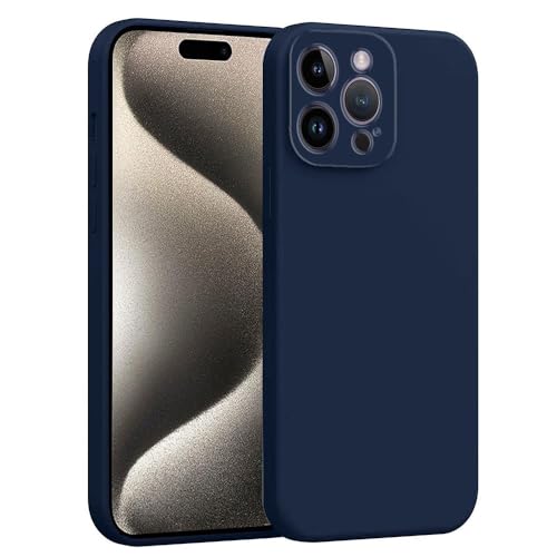 amazon basics Mobile Cover for Apple iPhone 15 Pro Max | Full Camera Protection | Premium Liquid Silicon Case | Flexible Bumper Case for Apple iPhone 15 Pro Max (Dark Blue)- Best and cheap mobile covers in India
