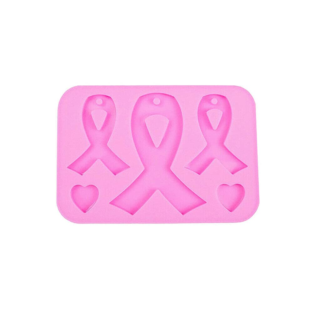 Ausuky Ribbon Heart Silicone Resin Casting Mold Keychain Epoxy Pendant Jewelry Diy Tool