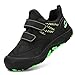 Acfoda Sommer Wanderschuhe Jungen Mädchen Trekkingschuhe Kinder mit Klettverschluss Outdoor Sport Freizeit Kinderschuhe Leicht rutschfeste Hiking Schuhe Wanderhalbschuhe Low Top Schwarz 35