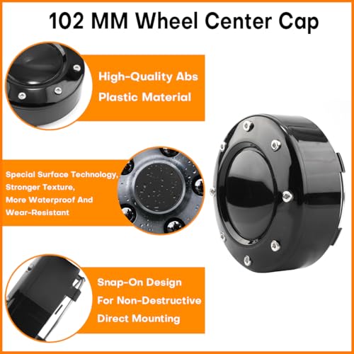 4.02in Wheel Center Caps for 81232090F Wheel Center Hubcaps 4 Pack Black Center Cover Replacement for Rim, Clip Diameter: 3.74in; Clip Length: 0.1in by steel.frame.motor - Used condition - Image 4