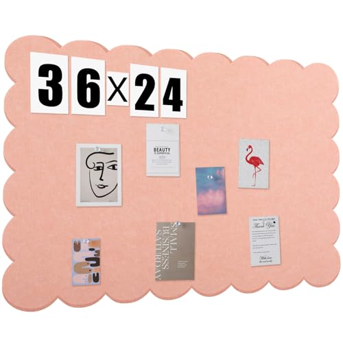 Mooliwe Scalloped Felt Bulletin Board 36 x 24 Inches Foldable Light Pink Pin Cork Board Alternative for Wall, 3' x 2' Trifold Picture Vision Self Adhesive Bulletin Decorative by Mooliwe - Used condition - US$22.86