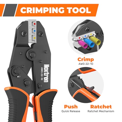 Noxtren Crimping Tool For Heat Shrink Connectors, 310PCS AWG 22-10 Waterproof Automotive Marine Grade Heat Shrink Wire Connectors and Wire Stripper by Noxtren - Used condition - Image 3