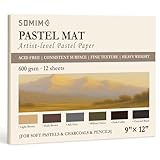 Somime 9x12 (600gsm) Sanded Pastel Paper Pad for Artists, 12 Sheets of 6 Assorted Colors Heavyweight Drawing Paper Pad for Pencils and Soft Oil Charcoal Pastels