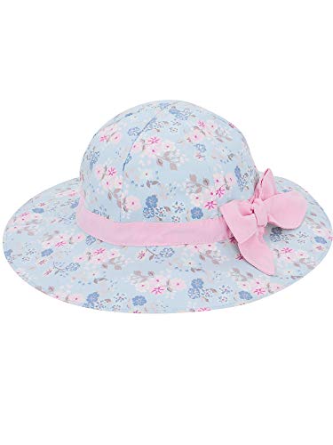 Century Star Baby Sun Hat For Girls Toddler Bucket Hat Wide Brim Bow Girls Summer Hats Upf 50+ Sun Protection Beach Hat Blue Floral Print 2-4T #TOP2