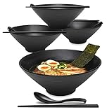 DIE RICHTIGE GRÖSSE: Unsere Ramenschüsseln mit einem Fassungsvermögen von 1685 ml können großzügige Portionen aufnehmen! Ramen-Restaurants in Japan verwenden über 1500 ml große Schalen für Suppe und Nudeln. Dadurch wird sichergestellt, dass Garnierungen und Suppe sicher in der Schüssel sitzen, ohne zu verschütten.