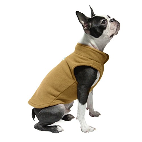 Image of Gooby Fleece Vest Dog Sweater - Clay, Medium - Warm Pullover Fleece Dog Jacket with O-Ring Leash - Winter Small Dog Sweater Coat - Cold Weather Dog Clothes for Small Dogs Boy or Girl (Pack of 2)