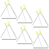 SYUTBOU 6-stück Triangel Musikinstrument, 5 Zoll Triangel Percussion, Dreieck Instrument mit Schlägel, Silber