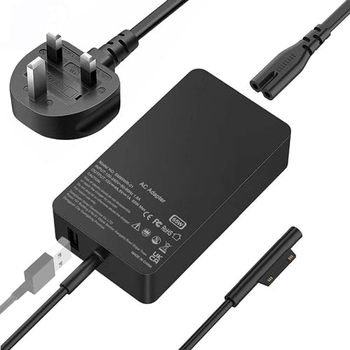 65W Surface Pro Charger,Microsoft Surface Charger Supply for Surface Pro X/8/7/6/5/4/3, Surface Laptop 4/3/2/1, Surface Go 3/2/1, Surface Book, Windows Surface Charger