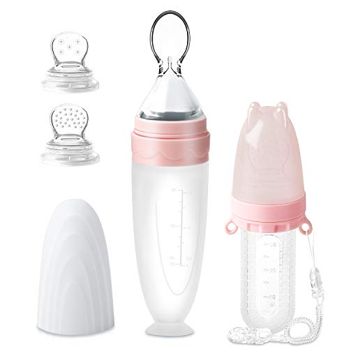 Termichy Baby Food Feeder Set, Silicone Pacifier Feeder and Squeeze Spoon Feeder