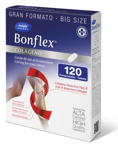 Bonflex Colágeno 120 Comp, 40 mg Colágeno NO desnaturalizado Tipo II, 1500mg Glucosamina, Articulaciones más fuertes, Protección y nutrición de las articulaciones, 1 toma al día Cover