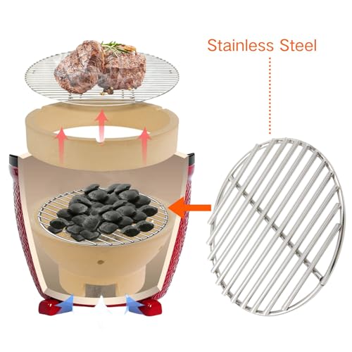 onlyfire Stainless Steel High Heat Charcoal Fire Grate Fits for Large/MiniMax Big Green Egg Grill,9-Inch