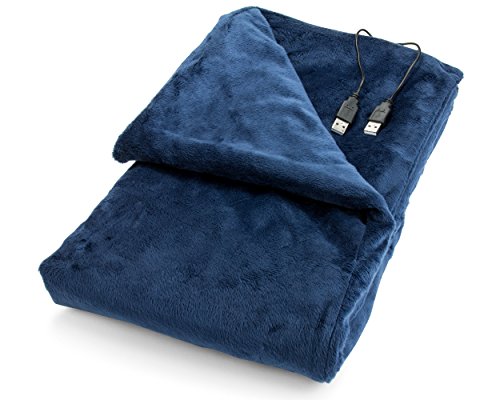 Convenient Gadgets & Gifts USB Heated Shawl and Lap Blanket - Blue Color - USB Heated Throw Perfect Alternative to an Office Desk Heater