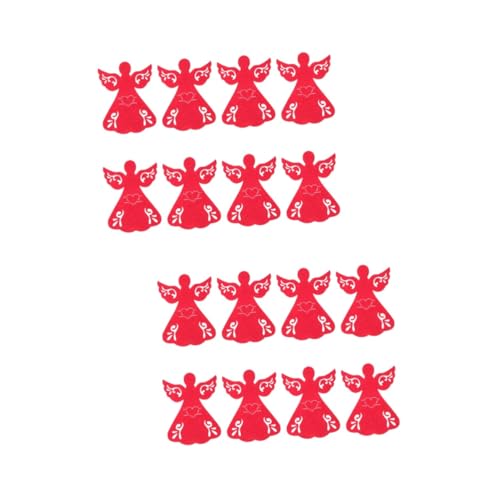Cabilock 16 Piezas Bolsa De Cubiertos Bolsillo De Vajilla para Navidad Bolsas De Cubiertos De Fiesta Accesorio De Fiesta De Navidad Bolsa De Vajilla En Forma De Ángel Rojo Tela No Tejida