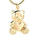 kliy Caja Funeraria Lindo Colgante De Oso De Peluche De Oro Rosa Collar De Acero Inoxidable Corazón Memorial Urna Cenizas Recuerdo Jewelry-Pendant_with_Chain