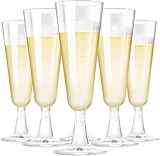 Woobroo Plastic Champagne Flutes, 50 Pack 5Oz/150ml Plastic Champagne Glasses Cocktail Glasses Prosecco Glasses for Party,Birthday,Wedding,Chrismas,Thanksgiving