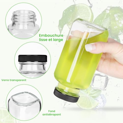 BBWELL 8pcs Bocal en Verre avec Couvercle,Bouteille Verre 250ml,avec Pinceau, étiquette et Stylo,pour les épices,les céréales,les assaisonnements,l'artisanat,réutilisable – vue 3