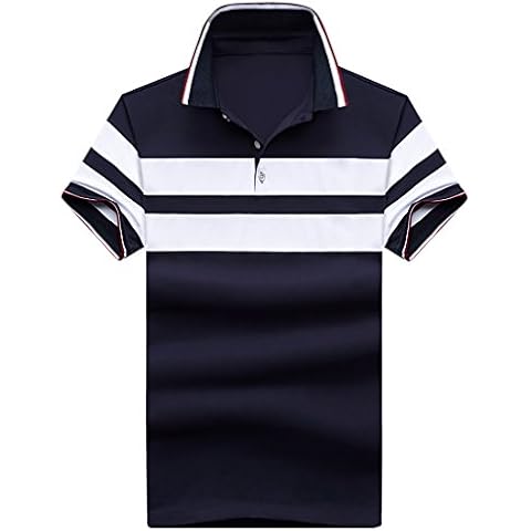 Nantersan Men's Polo Shirt Casual Cotton Short Sleeve Stripe Slim Polo Shirts Cover