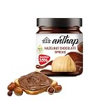 Anthap Hazelnut Chocolate Spread 35% Hazelnut, No Palm Oil, Halal, Perfect for toast, pancakes or waffles, Smooth Texture, No Preservatives, No trans-fats, Glass Jar, More Hazelnuts, 320g