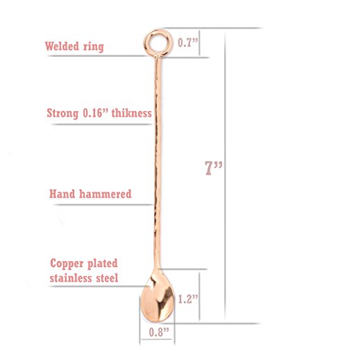 Koperen vergulde staaflepels set van 2 - gehamerd en handgemaakt - sterk en elegant - perfecte match voor uw Moscow Mule… - Image 3