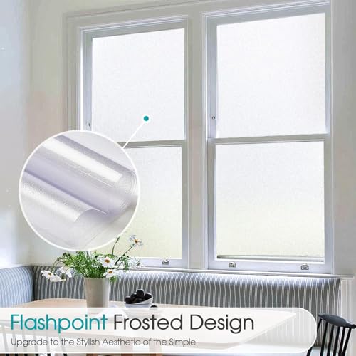 Image of Window Privacy Sheet for Glass Covering with Frosted Blur Texture | Self Adhesive-Uv Protection /Sun Heat Control || (18 x 120 Inch, Frost Color)