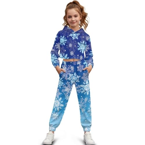 Hdjxbdhsv Christmas Snowflakes Toddler Sweat Set Fashion Girls Clothes Kids Sweatsuit Set Tracksuits Fashion Dolphin Hoodie Crop Top Sweatshirt Kids Active Top Home School Gym