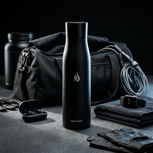 Image of AQUA VAULT PureX Self-Cleaning Smart Water Bottle - 750ml 25oz | With UV-C Purifier, Digital Temperature Display & Hydration Reminder | 316 Medical Grade Stainless Steel | 24H Cold-12H Hot