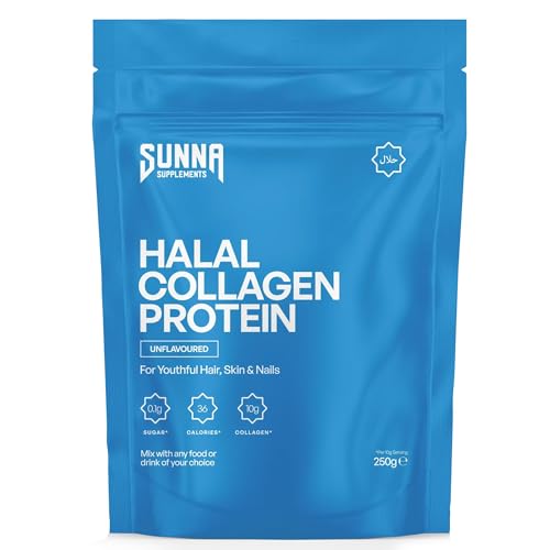 SUNNA SUPPLEMENTS - Halal Bovine Collagen Protein Powder for Hair Skin Nails and Joints - Type (I III) Hydrolysed Premium Bovine Collagen Peptides for Women and Men | Gluten Free | Unflavoured