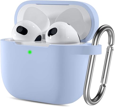 T Tersely Silicone Case Cover Compatible with AirPods 4(2024) - Premium Silicone with Hook, Supports Wireless Charging, Shockproof Protection (Light Blue)