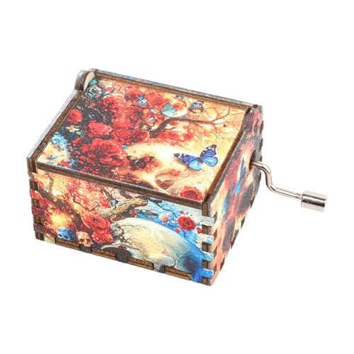 Carillon di Halloween, carillon in legno a manovella | Carillon vintage a manovella incisa | Carillon per Halloween, squisita decorazione domestica per Halloween e Natale