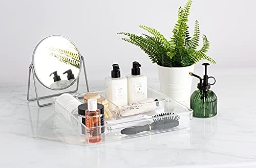 LIVIVO 4 Compartment Drawer Desk Organiser - Made From Clear Plastic, Storage Box Divider For Makeup, Stationary, Utensils, Tools, in the Office, Home, Kitchen, Garage, Bedroom