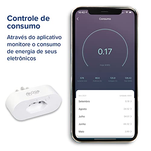 Tomada Inteligente Smart Plug Slim Wi-Fi 10A i2GO Home - Ligue ou Desligue Seus Eletrodomésticos Atr