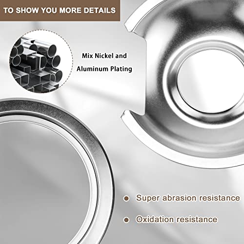 Electric Stove Burner Drip Pans 2 Large 8'' Wb32X10013 & 2 Small 6'' Wb32X10012 Chrome Burner Drip Pan Bowls Set,Drip Pan And Trim Ring Set For Electric Range By Fetechmate #TOP3