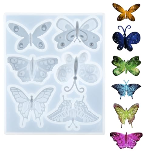 Qianyu - Qianyu 3D Butterfly Epoxy Resin Model Lifelike Butterfly Shape Resin Necklace Pendant Brooch Mould Silicone Butterfly Casting Supplies for Office Living Room Garden Wall Decoration - -8%
