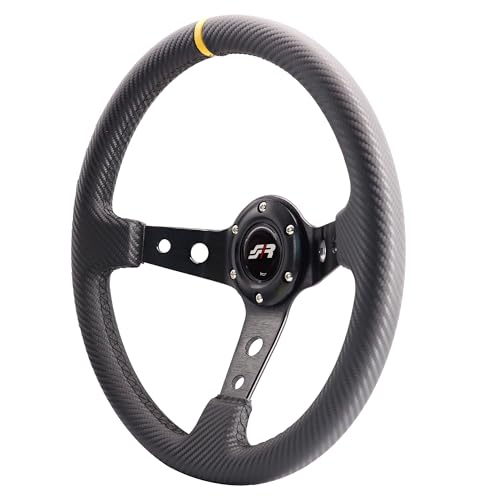 Simoni Racing Stage - Volante deportivo universal de piel de carbono