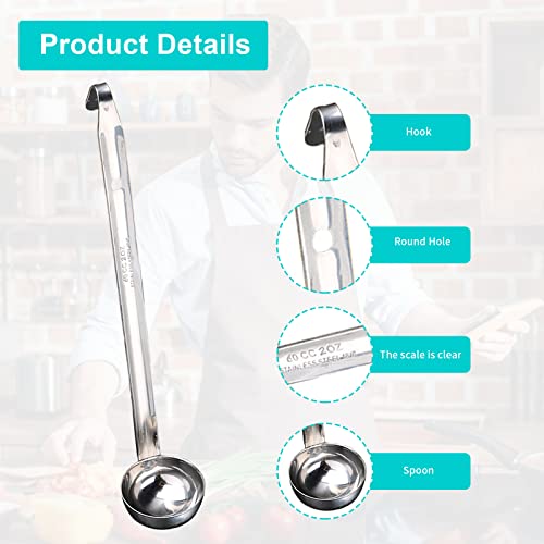 Merkaunis 10 Pieces Soup Ladle 2 Oz Stainless Steel Ladle With Long Hook Handles Portion Control Serving Ladle Spoon Gravy Ladle Metal Ladle For Cooking Portioning Soups Sauce Kitchen Restaurant Home #TOP3
