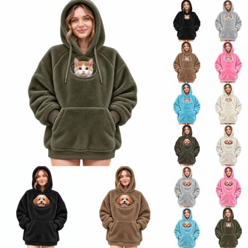Pet Pouch Hoodie Cat Hoodies with Pouch Fleece Dog Carrier Sweatshirt - image 1