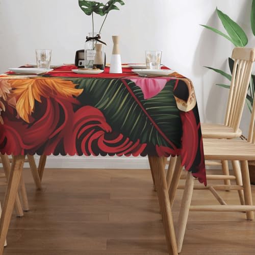 Nappe rectangulaire anti-tache et imperméable au motif tropical floral chic