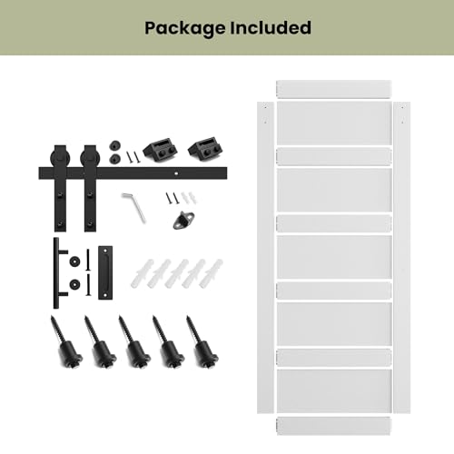 Image of SMARTSTANDARD 36in x 84in Sliding Barn Door with 6.6FT Hardware Track Kit