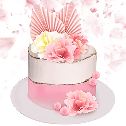 18 Pcs Big Flamingo Cake Toppers Flamingo Birthday Cake Decoration Include Pink Feather Flamingo, Hibiscus Flowers, Palm Leaves, Pink Balls, Eucalyptus Leaves For Tropical Hawaiian Luau Themed Party #TOP3