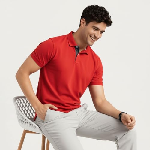 Image of Men's Premium Cotton Pique Polo T-Shirt, Classic Fit Short Sleeve Casual Summer Shirt, Soft & Breathable Fashion Polo