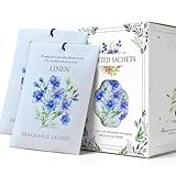 HOMELLAX Linen Scented Sachet Bags - 12 Pack Drawer & Closet Freshener, Long Lasting Odor Eliminator for Wardrobes, Cars & Storage, Home Fragrance Air Freshener Sachets